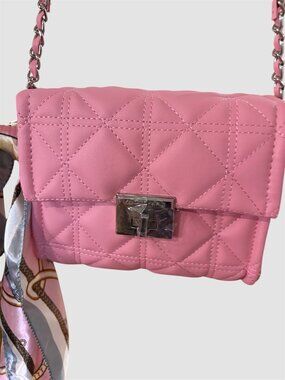 KENDALL + KYLIE - NWT - PINK QUILTED CROSSBODY WITH SCARF
